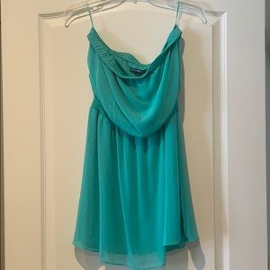 Strapless teal dress